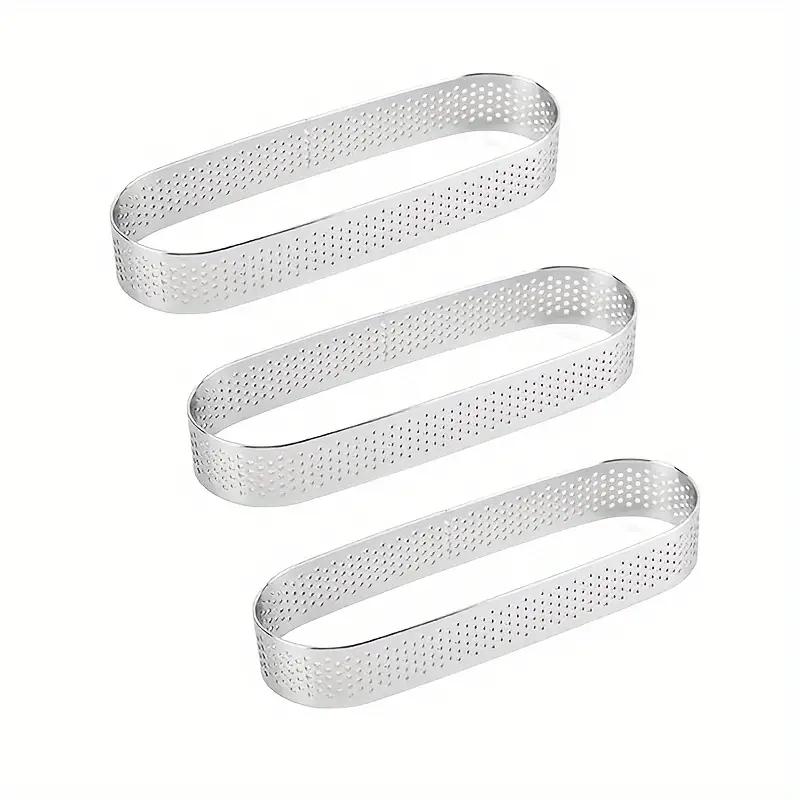 

3/6pcs Oval Muffin Tart Rings 304 Stainless Steel Porous Tart Ring Perforated Cake Mousse Mold Cookies Cutter Pastry Quiche Mold