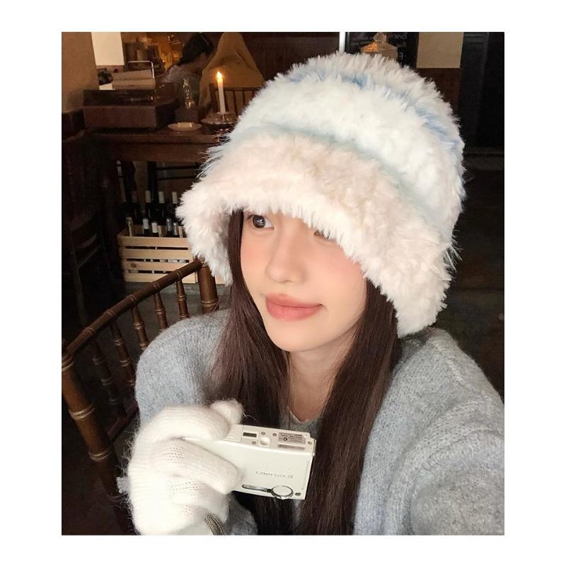 Women S Plush Earmuff Knit Hat Autumn Winter Warm Loose Fit Cold Hat