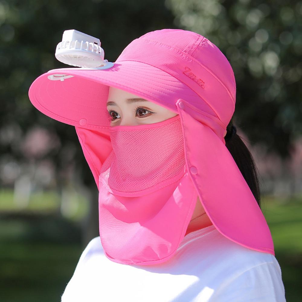 With Electric Fan Tea Picking Hat Breathable Fan Hat Portable Face Mask  Camping Hiking