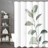 Sprchový závěs s eukalyptovými listy, Dekorační sprchový závěs do koupelny, Vodotěsný sprchový závěs s háčky