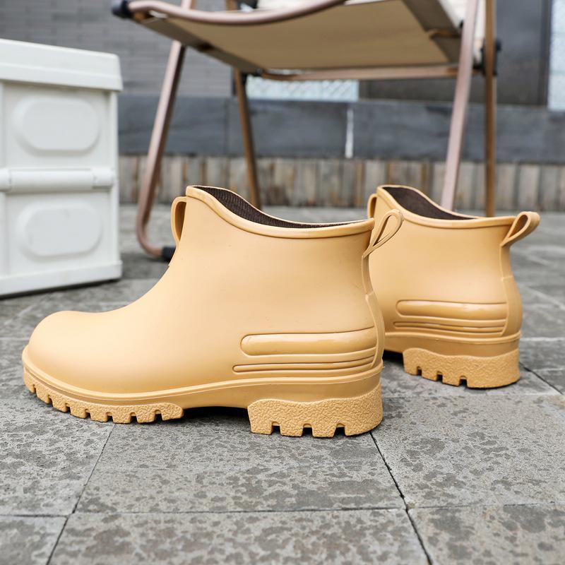 Unisex Waterproof Rubber Ankle Boots with Fleece Lining - Non-Slip and Lightweight for Outdoor Wear