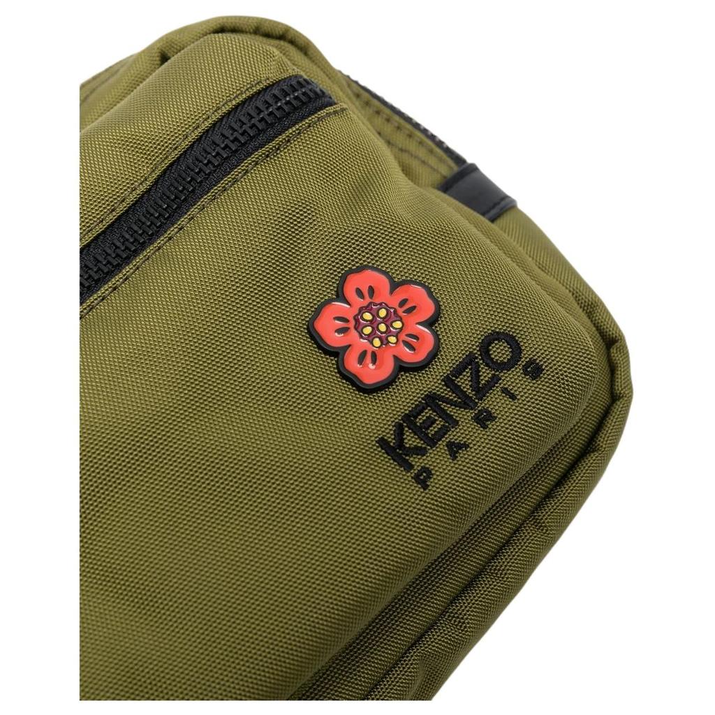 Kenzo Floral Patch Letter Logo Print Nylon Shoulder Crossbody Waist Bag Men bags Khaki FD55SA467F2650