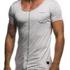 Men's Casual Patchwork Frayed Hem Round Neck Short Sleeve T-shirt
