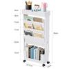 VECELO Bookshelf File Wagon Document Rack Adjustable Shelves Side Wagon Gap Storage Easy Assembly Textbook Storage Slim with Casters Large Capacity St