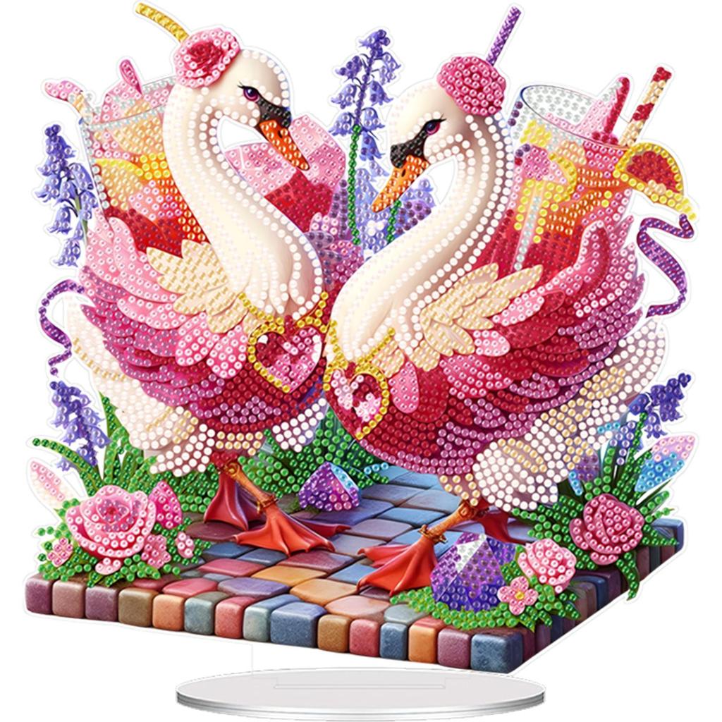 Acrylic Special Shape Swan Diamond Painting Tabletop Ornaments Kit Rhinestones Desktop Ornaments Diamond Painting Desktop Decors