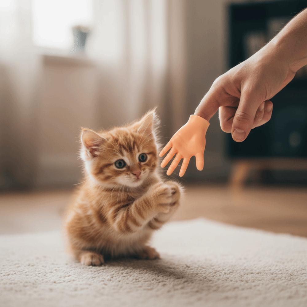 3pcs/set Mini Hand Model Toy Bite Resistant Pet Finger Puppet Mini Funny Cat Massage Tool Soft Cat Finger Fidget Interaction