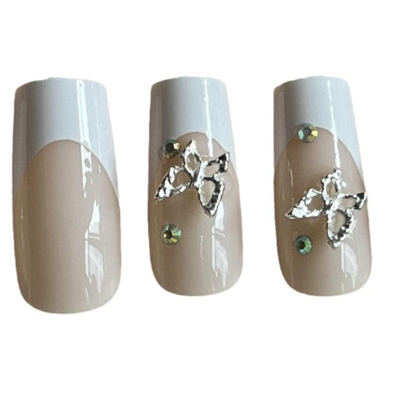 Nail Art Nail Piece French Double Butterfly Wearing Nail Special Nail Piece Fake Nail Nails