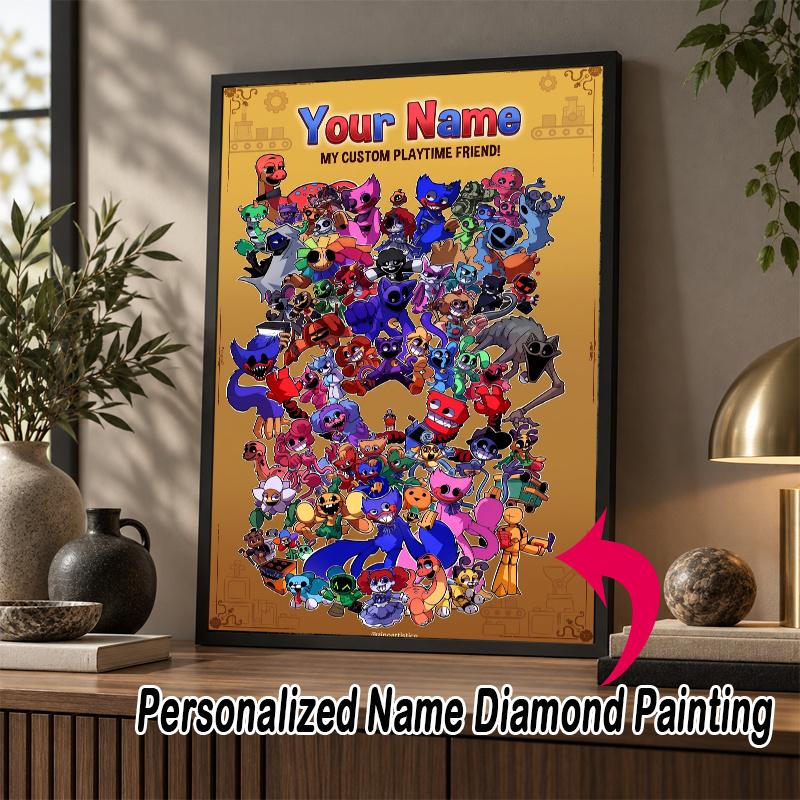 Custom Name Poppy Playtime 5D Diamond Painting Personalized Full Drill Diamond Art Kit Gift