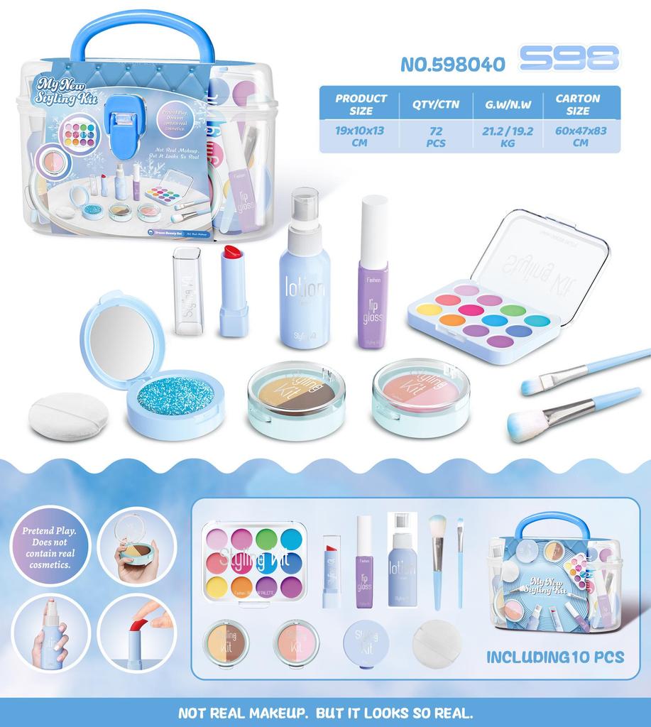 Girls' Makeup & Nail Art Play Set: Blush, Nail Art, Toys & Bag