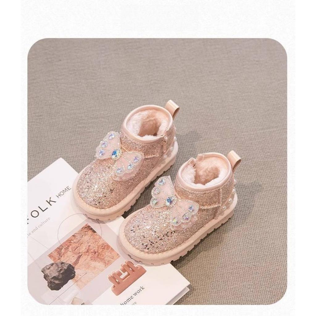 Girls' Snow Boots, Plush, Children's Cotton Shoes, Thick Shoes, Warm Shoes, Non Slip Shoes