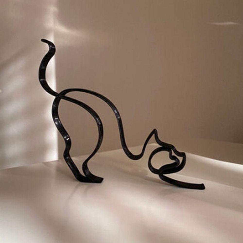 Home Ornament Desktop Decoration Art Sculpture Cat Decoration Abstract Line Ornament Cat Sculpture