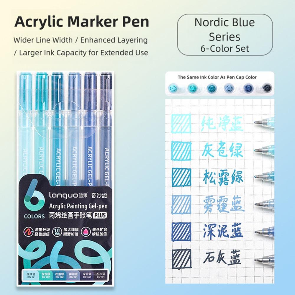 6Colors/Set DIY Album Card Acrylic Painting Brush 1.0mm Tip Color Graffiti Pen Marker Pen