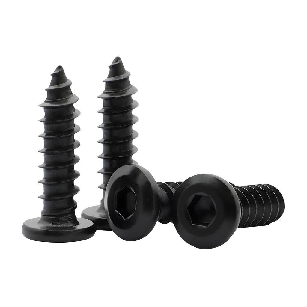 304 Stainless Steel Black Countersunk Hex Socket Self-Tapping Furniture Screw with Thin Flat Head