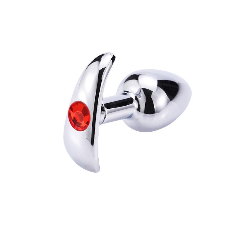 Metal G-Spot Butt Plug with Diamond Accents for Self-Pleasure
