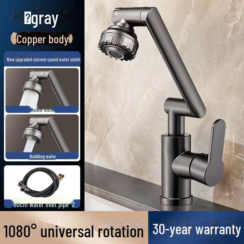 Adjustable Dual-Speed Hot & Cold Universal Faucet with Lucky Cat Design