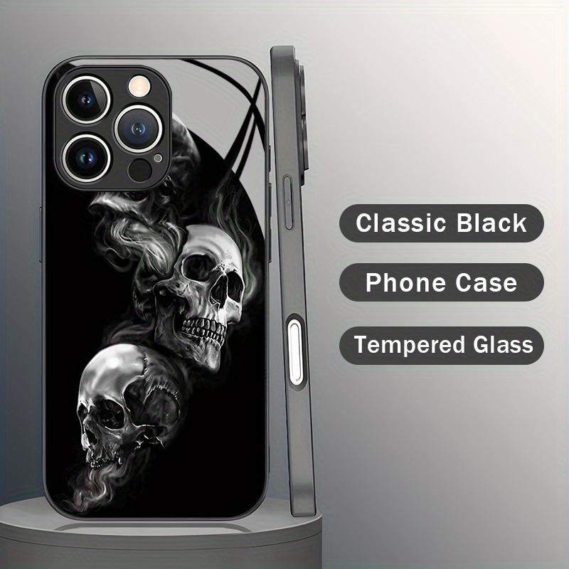 Trendy Skull Pattern Glass Material Phone Case For iPhone 17 Pro Max 16 15 14 13 12 11 Pro 16E 17Air 7 8 15 Plus XR XS X Cover