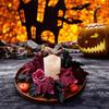 Halloween Artificial Rose with Leaves Candle Wreath Delicate