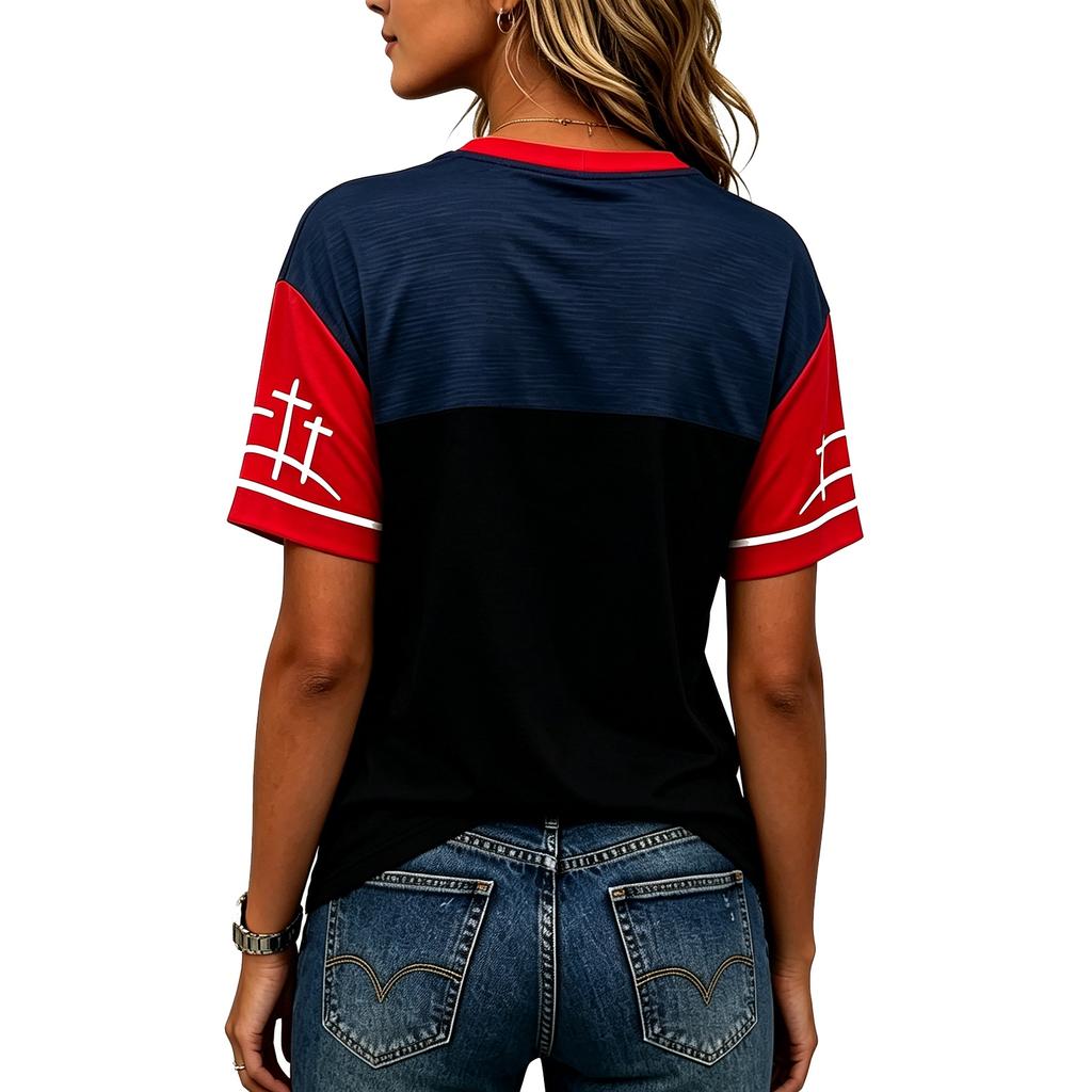 Women's Casual Short Sleeve Pullover T-Shirt Soccer Graphic Print Crew Neck Top Lightweight Comfortable Fit