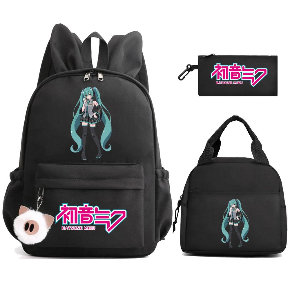 Zaino Stampato Cartoon Hatsune Miku Borsa Pranzo Astuccio per Bambini Studenti Borsa Scuola Ragazza Bambino Regalo Borsa da Viaggio Donna