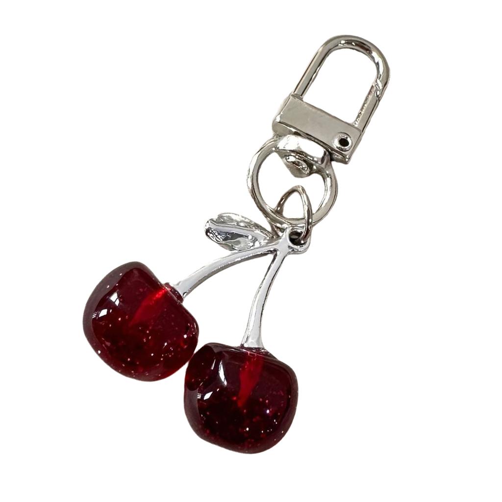 Cherry Charm Keychain Sparkling Multifunctional Crystal Accessory for Purses Backpacks and Cars Women's Gift