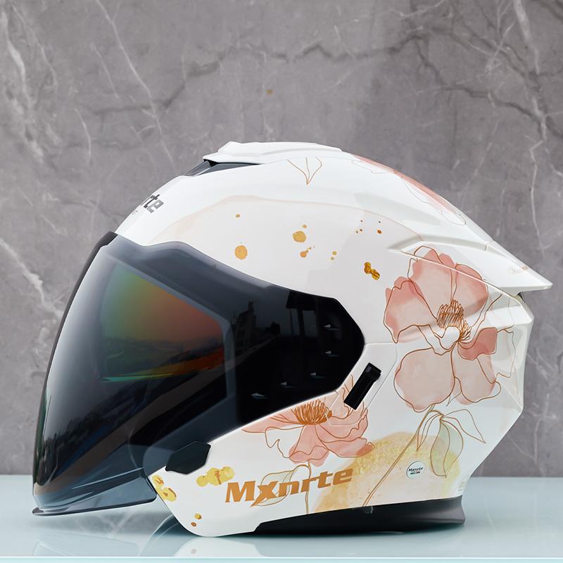

Mxnrte Шлем Пруд розовых лотосов Мужской и женский шлем-половинка с двойным визором Мотоциклетный внедорожный защитный шлем Casco Casque Одобрено DOT XXL