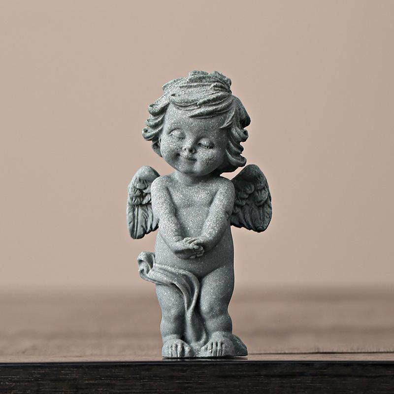 

Sandstone Angel Decorative small model Handmade Sculpture European style home room office aquarium decoration and accessories