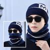 Plush Lined Neck Warmer Set Windproof Winter Knit Headwear Set Cozy Knitted Beanie Set For Men