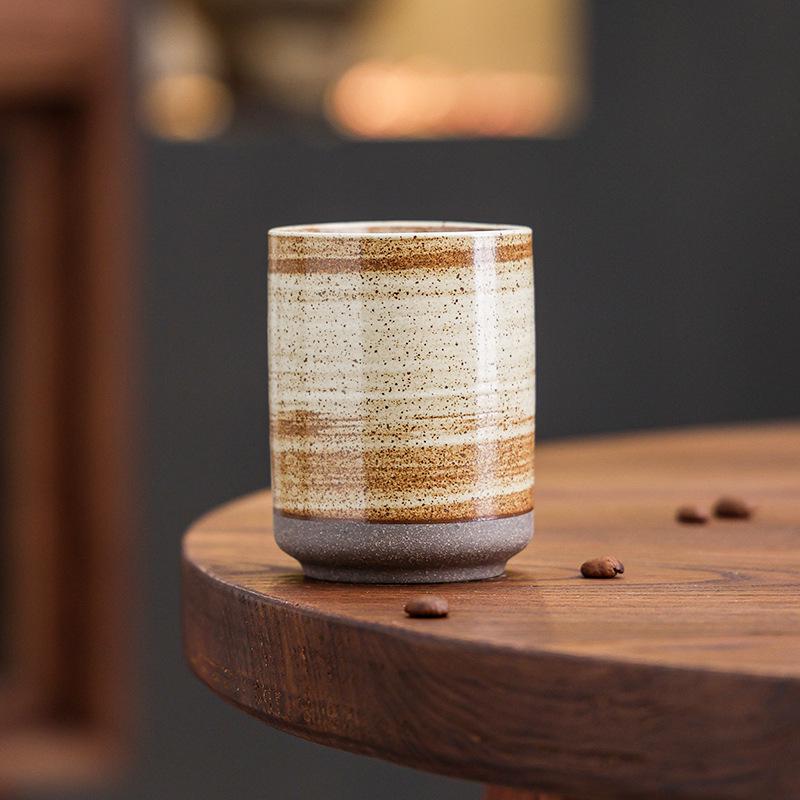 Retro Ceramic Coffee Cup Hand Brewed American Latte Latte Flower Cup Coarse Pottery Water Cup Creative Teacup