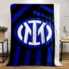 Inter Milan Logo Themed Blue Warm Quilt- Flannel Blanket for Bedroom, Living Room, Sofa, and Nap.