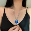 Luxury Classic Blue Ocean Star Inlay Zircon Chin Crystal Pendant Necklace for Women Weding Party Trendy Temperament Jewelry Gift