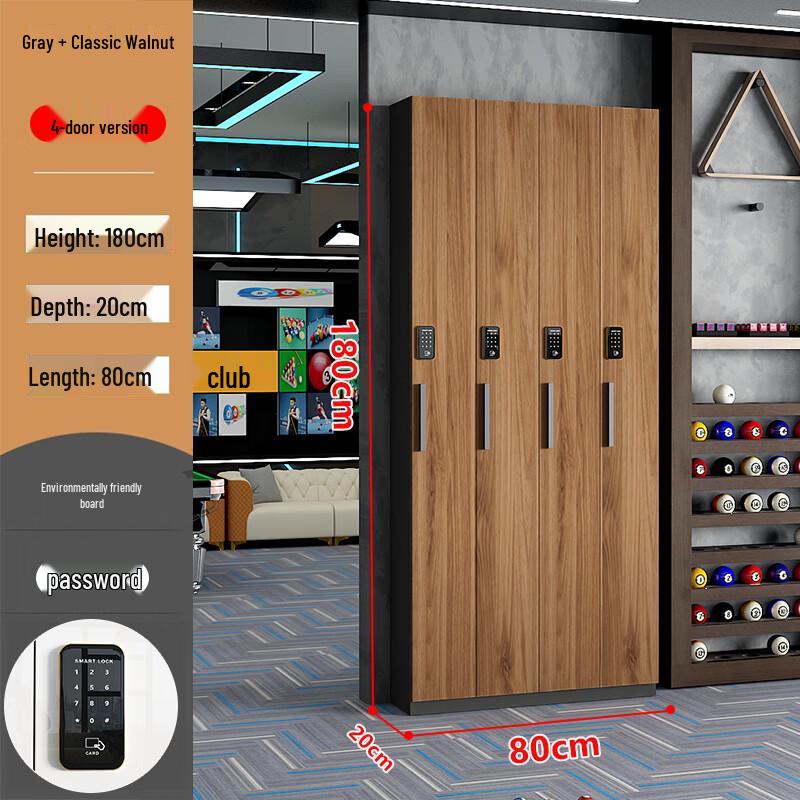 Classic Walnut Billiards Cue Storage Cabinet with Touchscreen Lock