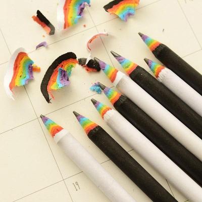 2 STÜCKE Regenbogen Bleistift HB Bleistift Schwarz und Weiß Anzug Kreative Persönlichkeit Student Bleistift Regenbogen Bleistift