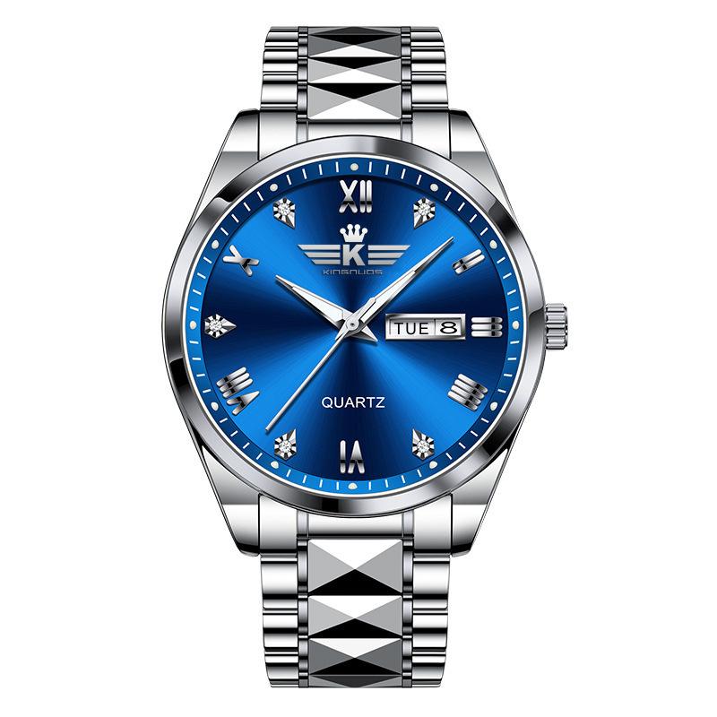 Top Brand New Men's Watch Genuine Waterproof Quartz Double Calendar Fashion Business Watch