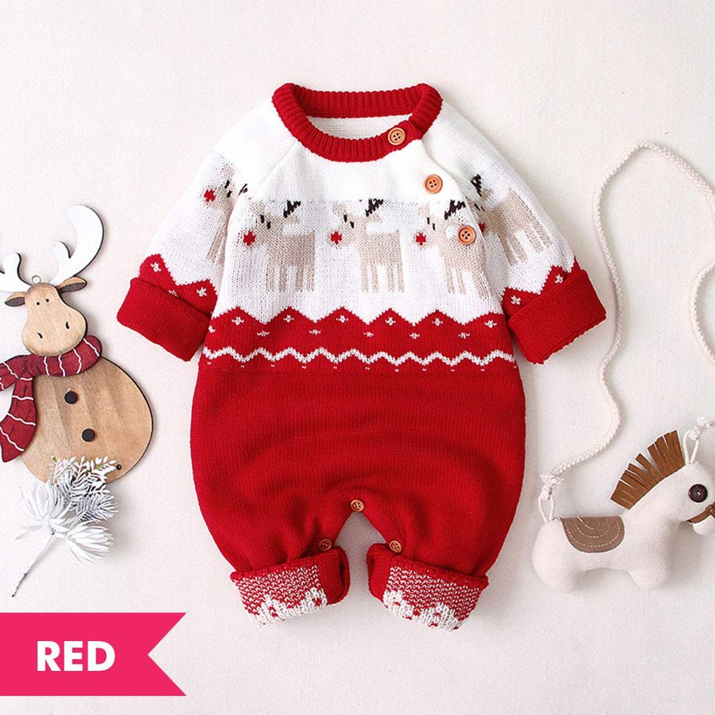 Christmas Santa Claus Outfit for Knitted Romper with Nordic and Reindeer Sizes Cosplay Cos1235 Height Babies, Design, Cute, Fall/Winter, Kids' 70, 80,