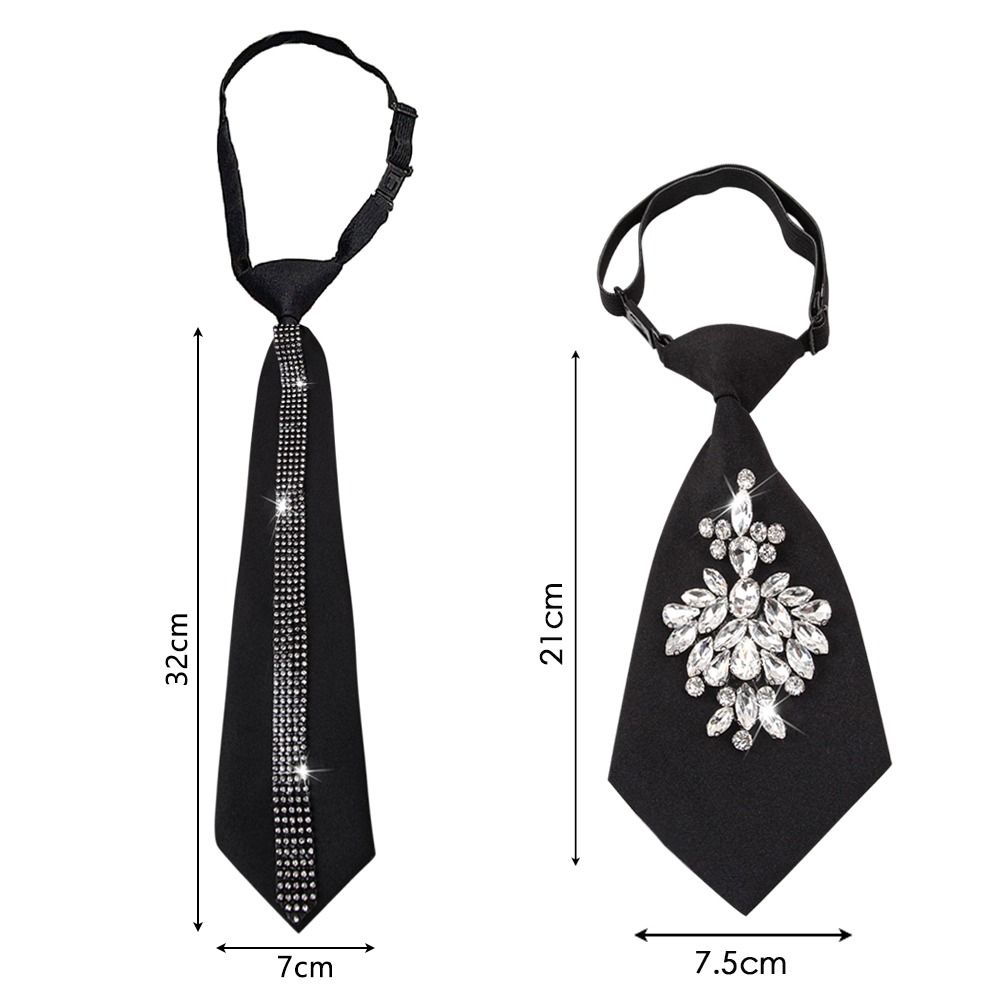 Cravate Punk Mode Pré-nouée JK Preppy Décor Strass Nœud Papillon Vintage Cravate Réglable pour Hommes Femmes Chemise d'Uniforme