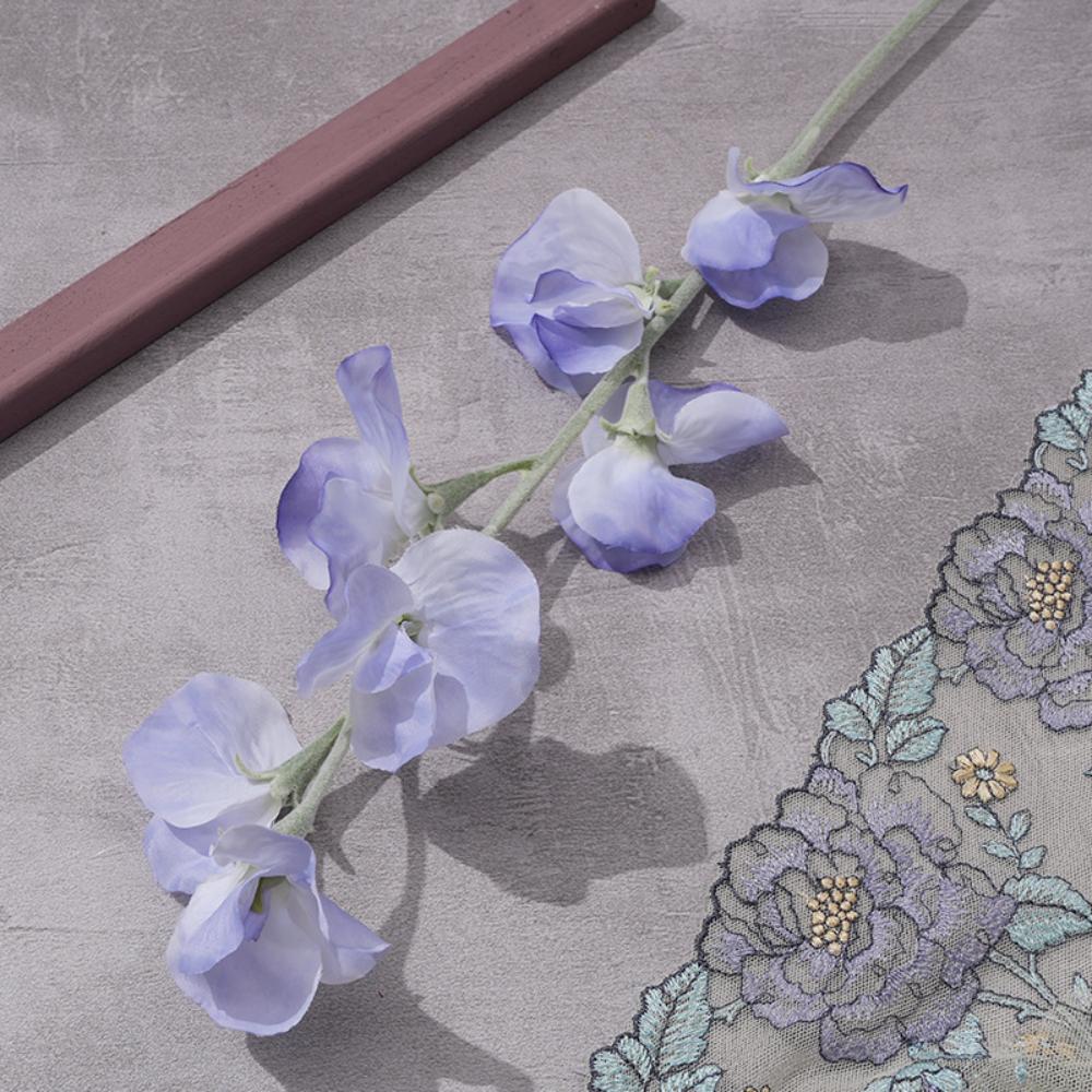 63cm Simulation Pea Flower Flocked Artificial Bouquet New Fake Flower  Wedding Party Decor