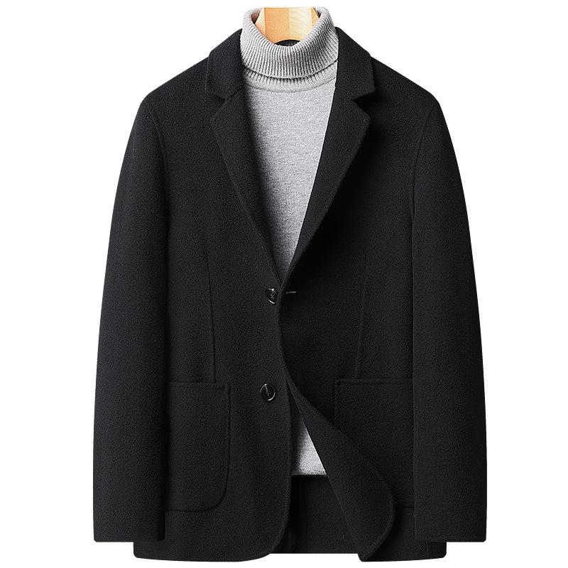

Осенне-зимний костюм из 100% шерсти, сшитый вручную двусторонний шерстяной костюм, мужской тонкий маленький костюм, шерстяная куртка, мужская одежда 4XL