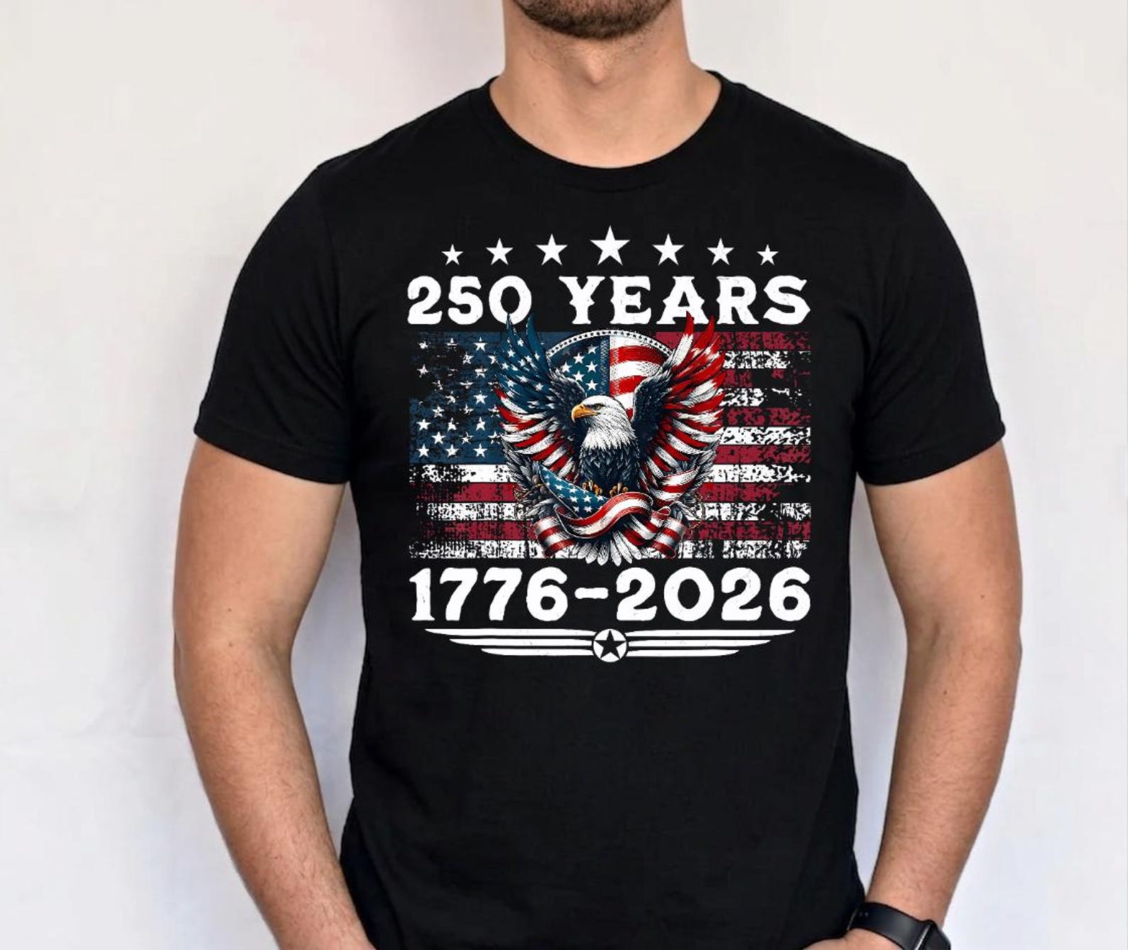250th Anniversary USA Shirt – Vintage American Flag Eagle Patriotic Tee 2XL