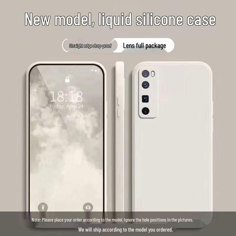 Huawei nova7 Pro Liquid Silicone Case - Full Coverage, Anti-drop, Solid Color, Skin-friendly Protective Cover Huawei nova7 Pro грязно-белый