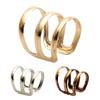 1Pc Ear Clip Cuff Simple Dual Use Women Adjustable 3-ring Hollow Finger Ring for Shopping Travel