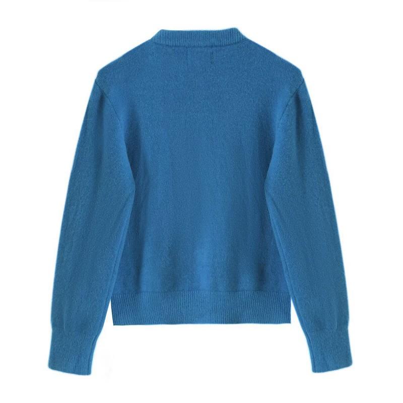 Womens 2026 Elegant Knit Cardigan Minimalist Fashion Small Fragrance Style Solid Color Round Neck Long Sleeve Single