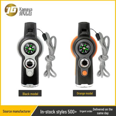 7-in-1 Survival Outdoor Multifunktionskompass mit Pfeife, Lupe, Thermometer und LED-Licht