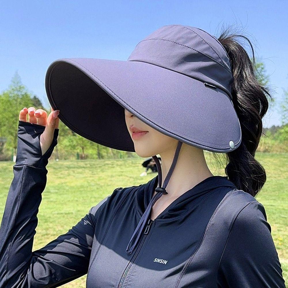 Foldable Sunscreen Cap Breathable Ponytail Hat New Shawl Cap  Summer
