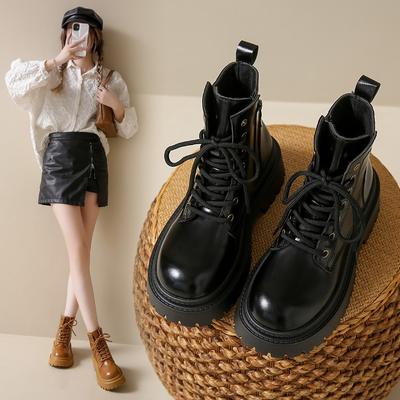 Plus Size Martin Boots Women's Autumn and Winter New Platform Short Lace-up Motorcycle Trendy Cool Cargo Boots Women