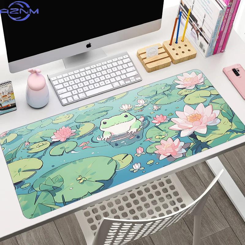 Green Windowsill Bunny Print Extended Mouse Pad Cute Forest Rabbit Nonslip Desktop Keyboard Mat