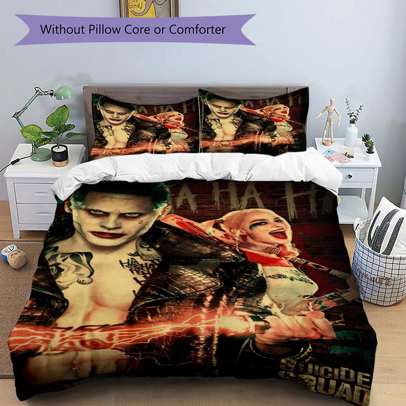 Joker Harley Quinn Print 3Pcs Bedding Setduvet Cover With 2 Bedropillowcase Home Birthday Gift