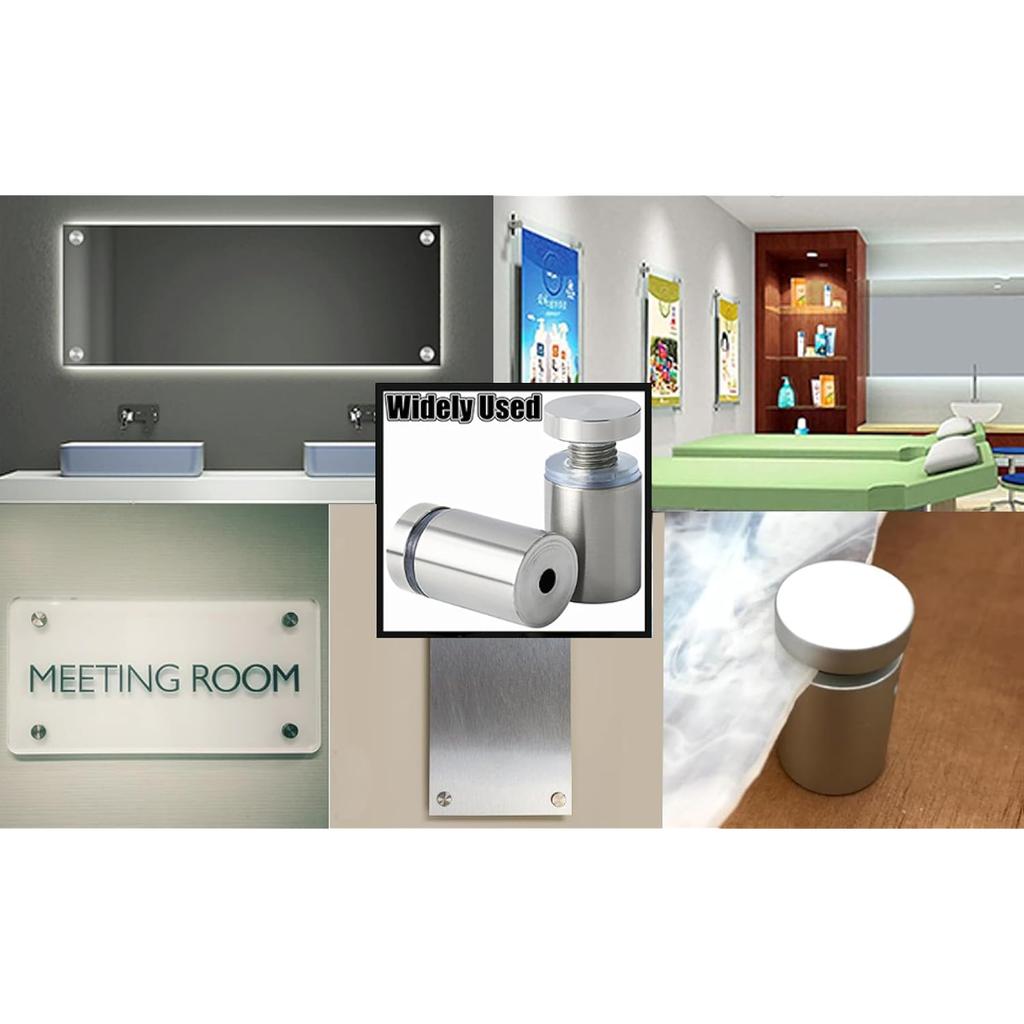 Sign Standoff Screws 1/2 X 1 Inch Stainless Steel Stand Off Wall Mounts Advertising Screw Hardware for Acrylic Signs