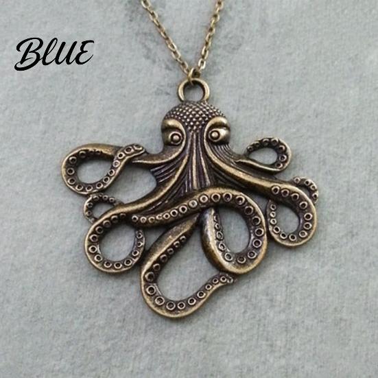 Beautiful Octopus Pendant Vintage Necklace Punk Charm Retro Detailed Jewelry