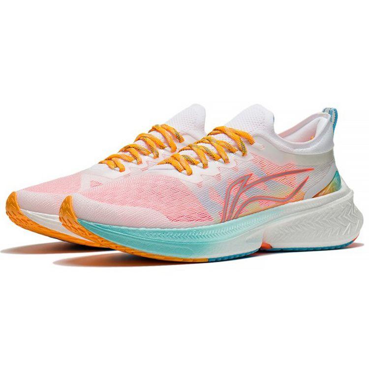 Li Ning Fei Dian Discovery Shock Absorbing Non-Slip Wear-Resistant Low-Top Running Shoes Men Running Shoes White Pink Blue ARMS007-7