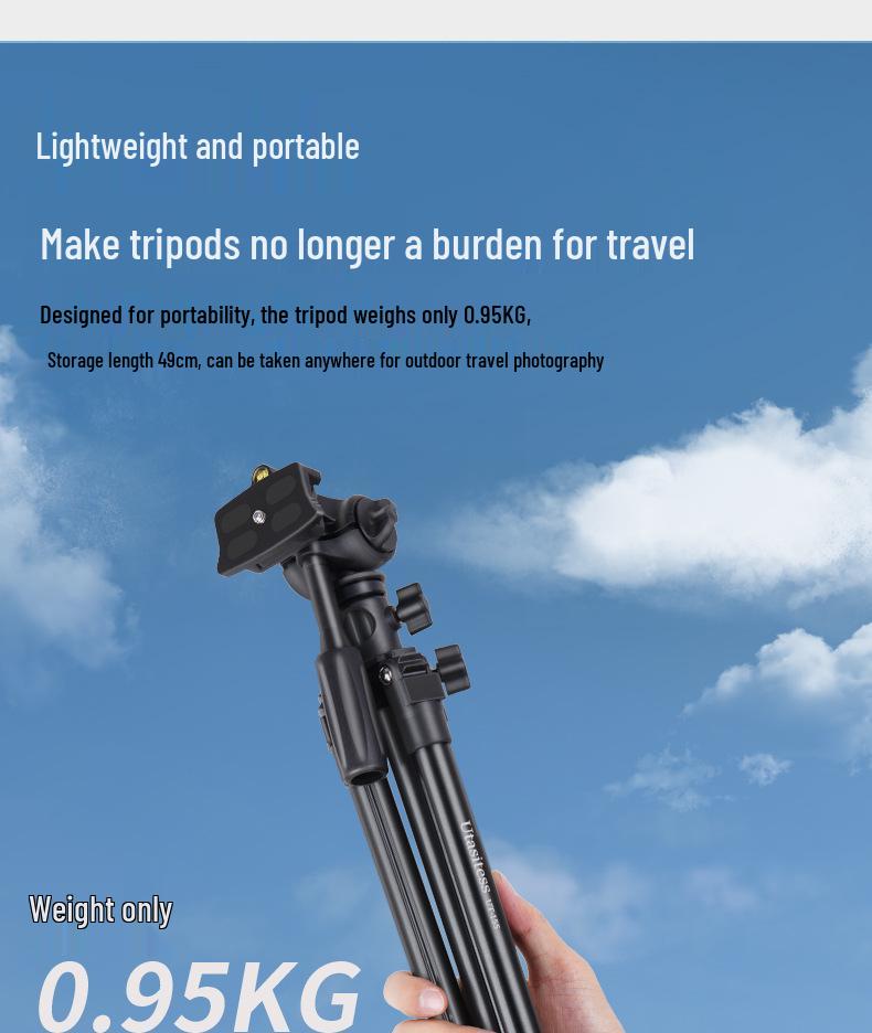 Lightweight UT155 Quick Release Portable Tripod for DSLR/Mirrorless Cameras and Phones
